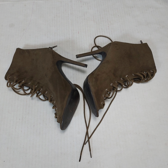 Qupid Women Green Lace Up Ankle Booties Size 8.5M - Picture 11 of 14